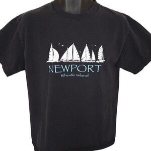 Vintage Newport Rhode Island T Shirt Mens Size Medium Black New England Travel